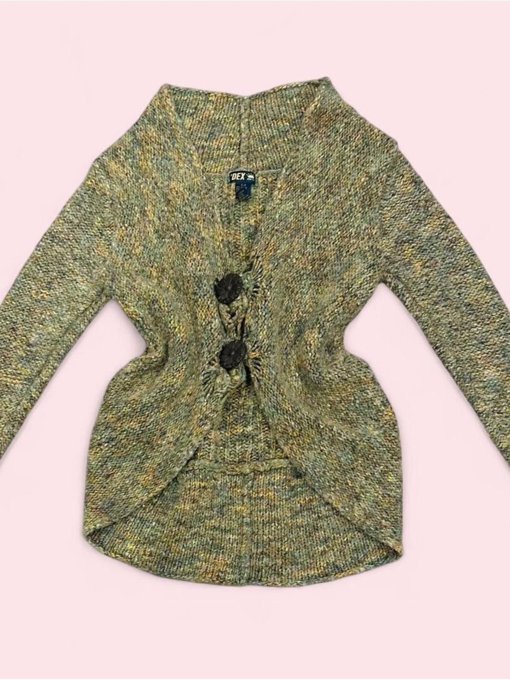 Dex Olive Green Marled Button Shawl Cardigan